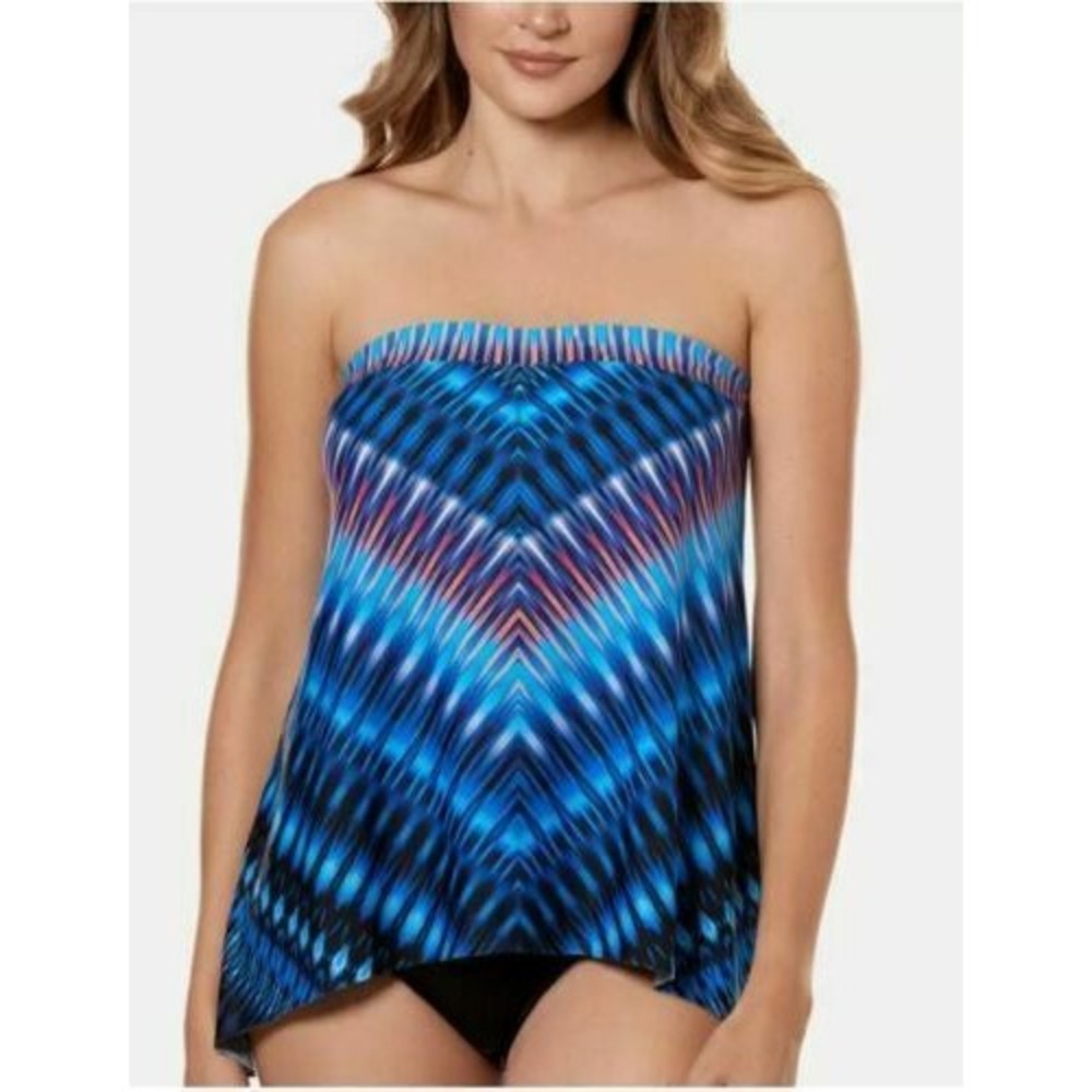 Miraclesuit Printed‎ Strapless Tankini Top Swimsuit Size  8 New with Tags